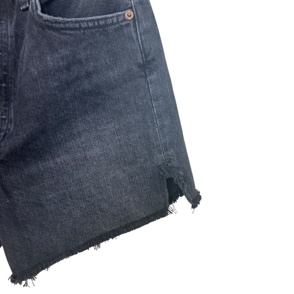 Agolde - Women’s ‘Dee’ High-Rise, Distressed, Frayed Shorts - Black, Size 25 - Picture 13 of 13